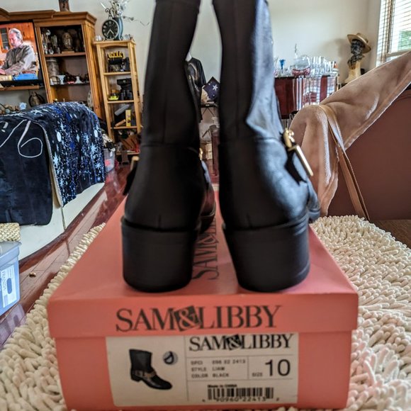 NIB Sam & Libby black Liam style ankle boots   SZ 10 - Picture 3 of 15